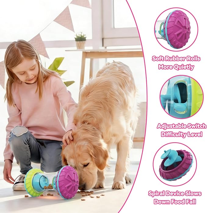MateeyLife Interactive Dog Puzzle Toy | Adjustable Treat Dispensing, Slow Feeder for IQ Training, Silent Quiet Roller, For Small Medium Large Dogs