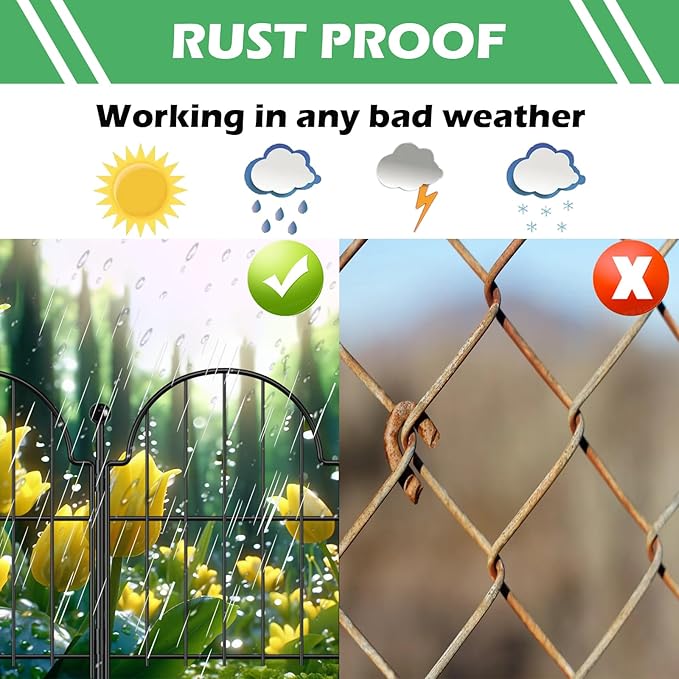 Blingluck Garden Fence, 17 in(H) x 21 ft(L) Arched Rustproof Metal No Dig Fence Garden Fence Border, Ground Stake Animal Barrier Fence for Rabbit Dog, Outdoor Landscape Decor for Yard & Patio,19 Pack