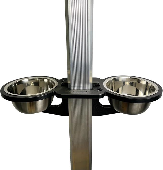 Dock Mounted Dog Bowl & Holder – Includes 2 Bowls-UV & Rust-Resistant, Marine-Grade, Easy No-Drill Installation, Made in the USA- Fits a 4" Square Post
