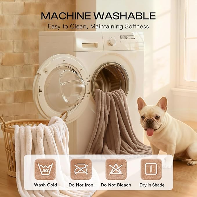 LINENLUX 1 Pack 3 Soft Dog Blanket Washable Warm Fleece Cat Blankets for Pet Puppy Fluffy Calming Flannel Brown/White/Blue Small