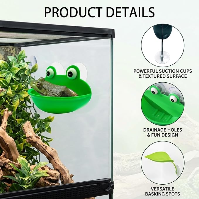 6-Piece African Dwarf Frog Tank Accessories, Reptile Basking Platform Set for Tree Frog Terrarium Decorations and Betta Leaf Resting Spots