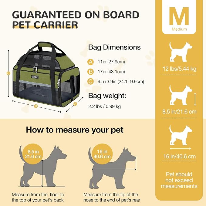 Lekereise Top-Expandable Pet Carrier 17x11x9.5 Inch Alaska Hawaiian Airline Approved Soft Sided Underseat to 12lbs Travel Carriers for Small Dogs and Cats with Locking Safety Zippers Anti-Scratch Mesh