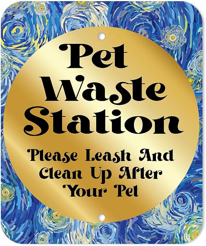 Zero Waste USA - DISPENSE-ART™ Roll Bag Dispenser & Sign - Starry Night | UV-printed roll bag dispenser & matching sign, 400 bags, 25% more storage, mounts to walls, posts & fences