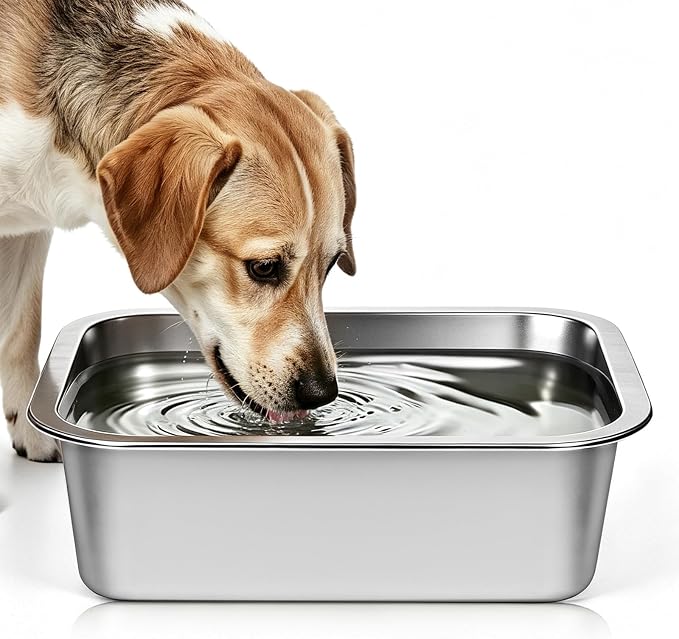 Stainless Steel Large Dog Water Bowl, Outdoor Dog Water Bowl, High Capacity Metal Dog Food Bowls, for Dog & Cat, Big, X- Large Pet 1.25 Gallons