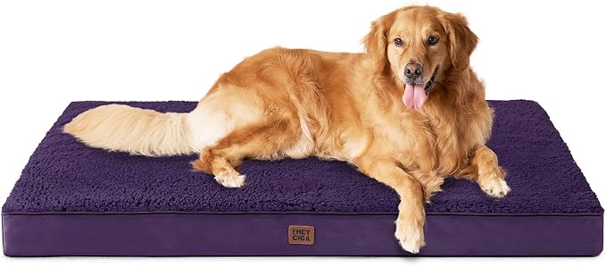 EHEYCIGA Orthopedic Dog Bed Extra Large with Removable Washable Cover, 44IN | Egg Crate Foam Support, Durable Oxford fabric, Non-Slip Bottom, Machine Washable, Soft Waterproof Plush Pet Bed Mat For Crate