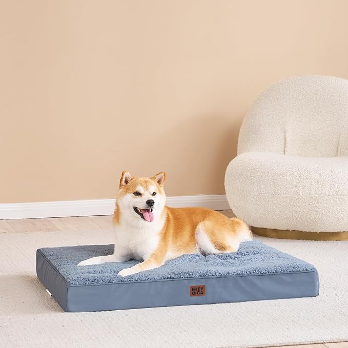 EHEYCIGA Orthopedic Dog Bed Medium with Removable Washable Cover, 30x20 | Egg Crate Foam Support, Durable Oxford fabric, Non-Slip Bottom, Machine Washable, Soft Waterproof Plush Pet Bed Mat For Crate
