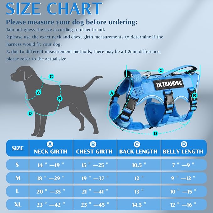 Escape Proof Dog Harness with Double Handle+4 Removable Patches | Service Working Molle Harness with Double Handle for Medium Dogs, Tactical Pet Reflective Vest for Walking Hiking Hunting