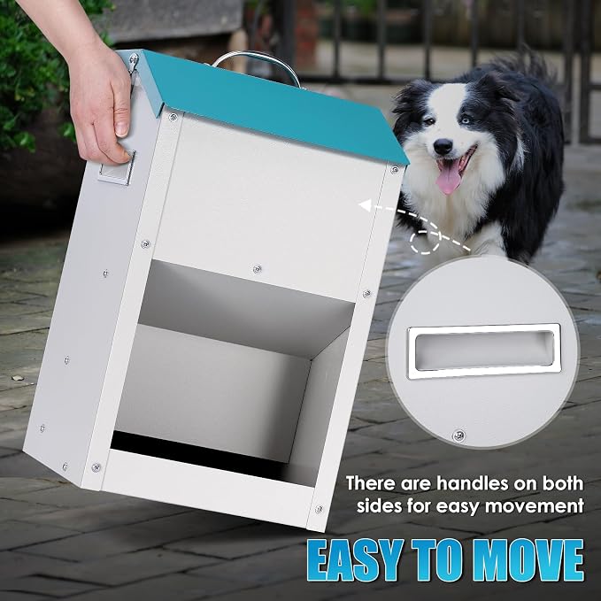 Automatic Cat Feeder Outdoor 59cups/14L Automatic Dog Feeder | Gravity Cat Food Dispenser with Storage, Galvanized Pet Feeding Station, Indoor and Outdoor Use, Wall Mountable