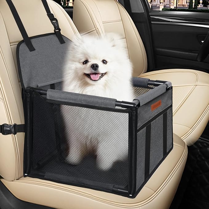 Dog Car Seat Puppy Portable Pet Booster Car Seat with Clip-On Safety Leash and Stable Fram, Anti-Collapse,Perfect for Small Pets