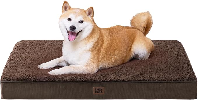 EHEYCIGA Orthopedic Dog Bed Large with Removable Washable Cover, 36IN Brown | Egg Crate Foam Support, Durable Oxford fabric, Non-Slip Bottom, Machine Washable, Soft Waterproof Plush Pet Bed Mat For Crate