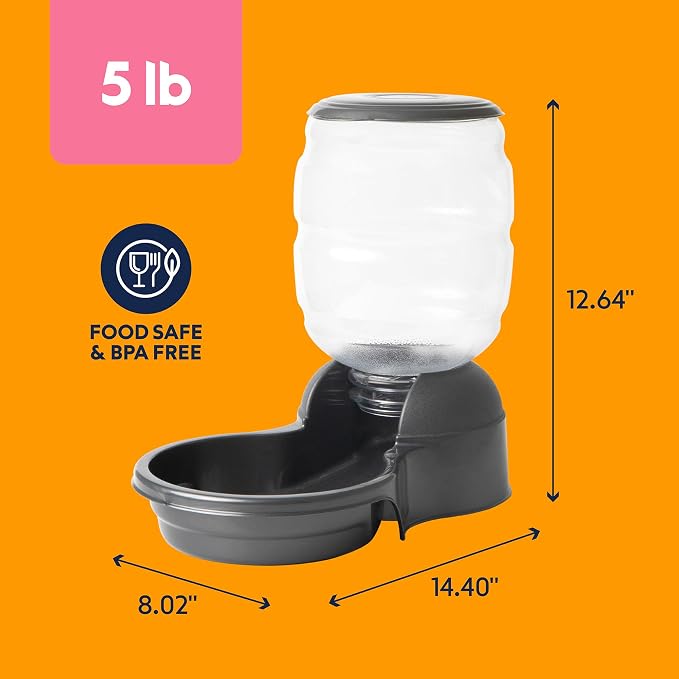 Petmate Replendish Gravity Automatic Dog Water Dispenser Pet Waterer and Pet Feeder Set with Microban Protection Base, 100% BPA Free, Wide Mouth Bowl - 1 Gallon Water, 5 lb Food
