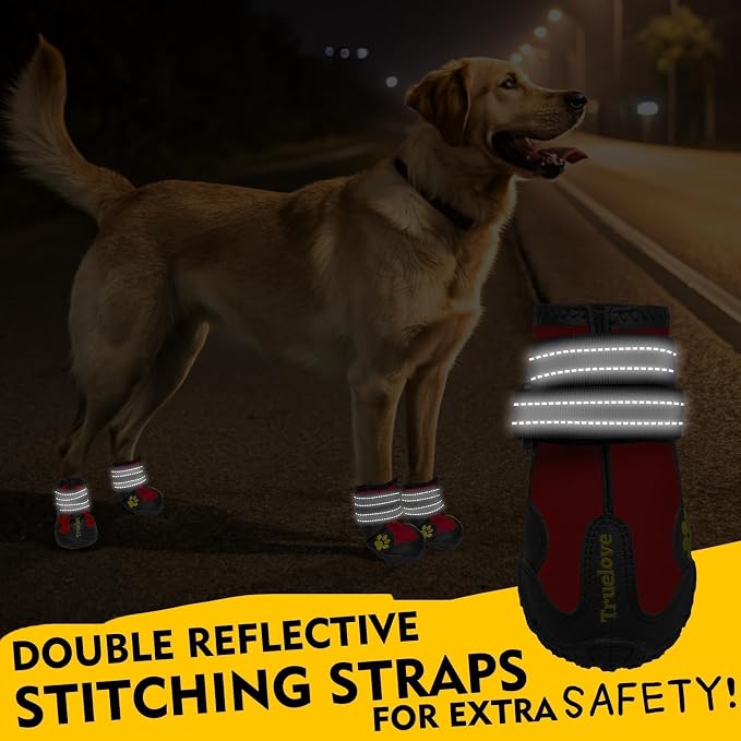Expawlorer Anti-Slip Dog Shoes - Winter Booties with Reflective Strap, Waterproof Rain Boots for Large Dogs, Paw Protectors for Cold/Hot Pavement, Snow Shoes for Outdoor