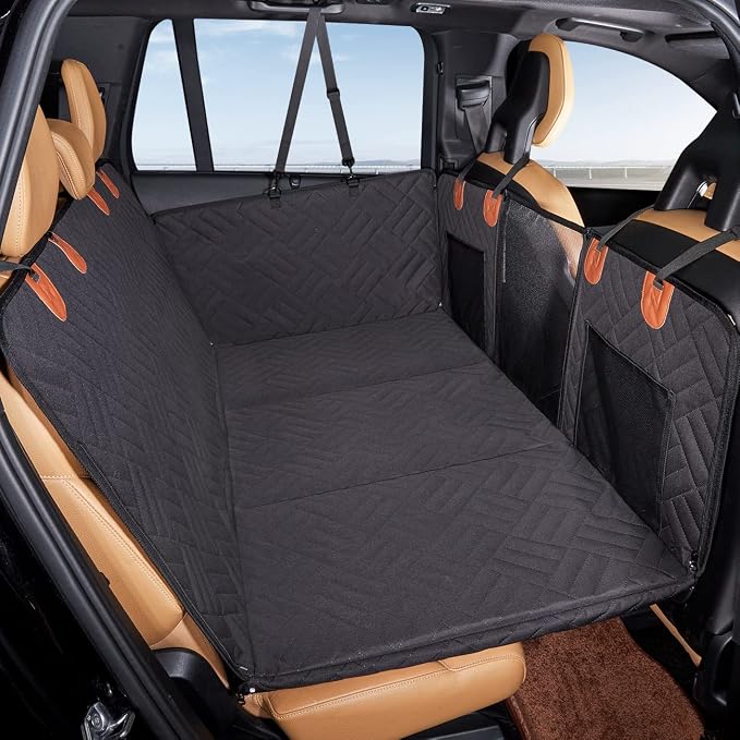 YJGF Hard Bottom Dog Car Seat Cover for Back Seat,Seat Extender for Dogs | Strong Support,More Rest Space,Waterproof, Scratch Resistant,Car Seat Protector,Dog Hammock for Car/SUV/Small Truck