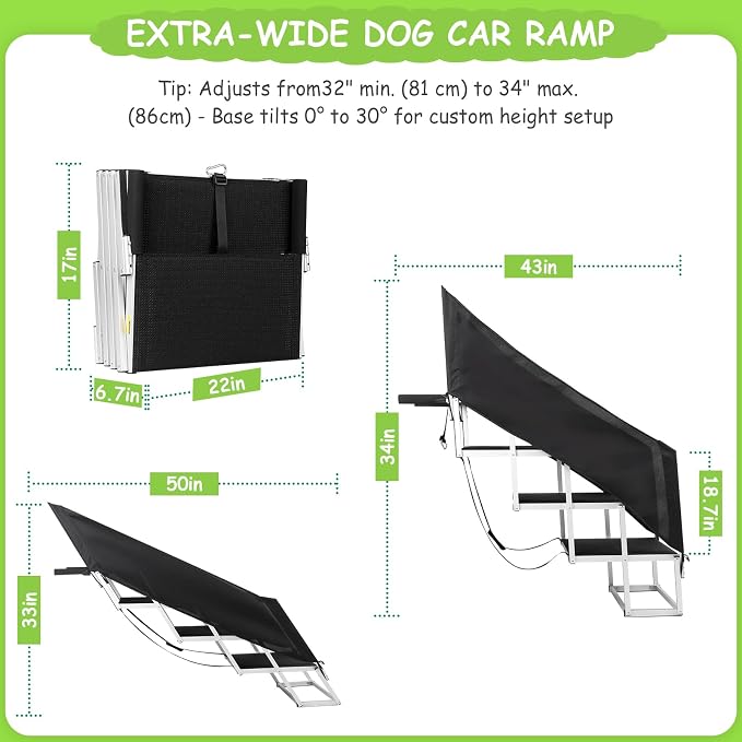 DeerGym Dog Stairs with Guardrail for Large Dogs,22" L × 17" W 230 lbs | Foldable Pet Steps for Car 4 Step Non Slip Surface Designed for Oversized SUVs, Off Road Vehicles, and Pickup Trucks