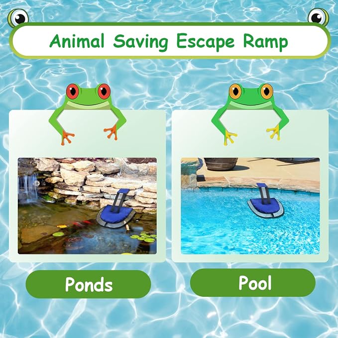 2 Pack Animal Saving Escape Ramp for Pools and Spas, Frog and Animals Saver for The Pool,Floating Ramp Rescues (Blue 2Pack)
