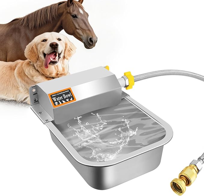 Automatic Water Dispenser for Dog,Heavy Duty Stainless Steel Water Bowl Dispenser,3L Water Feeder for Horse,Dog,Cat and Other Livestock
