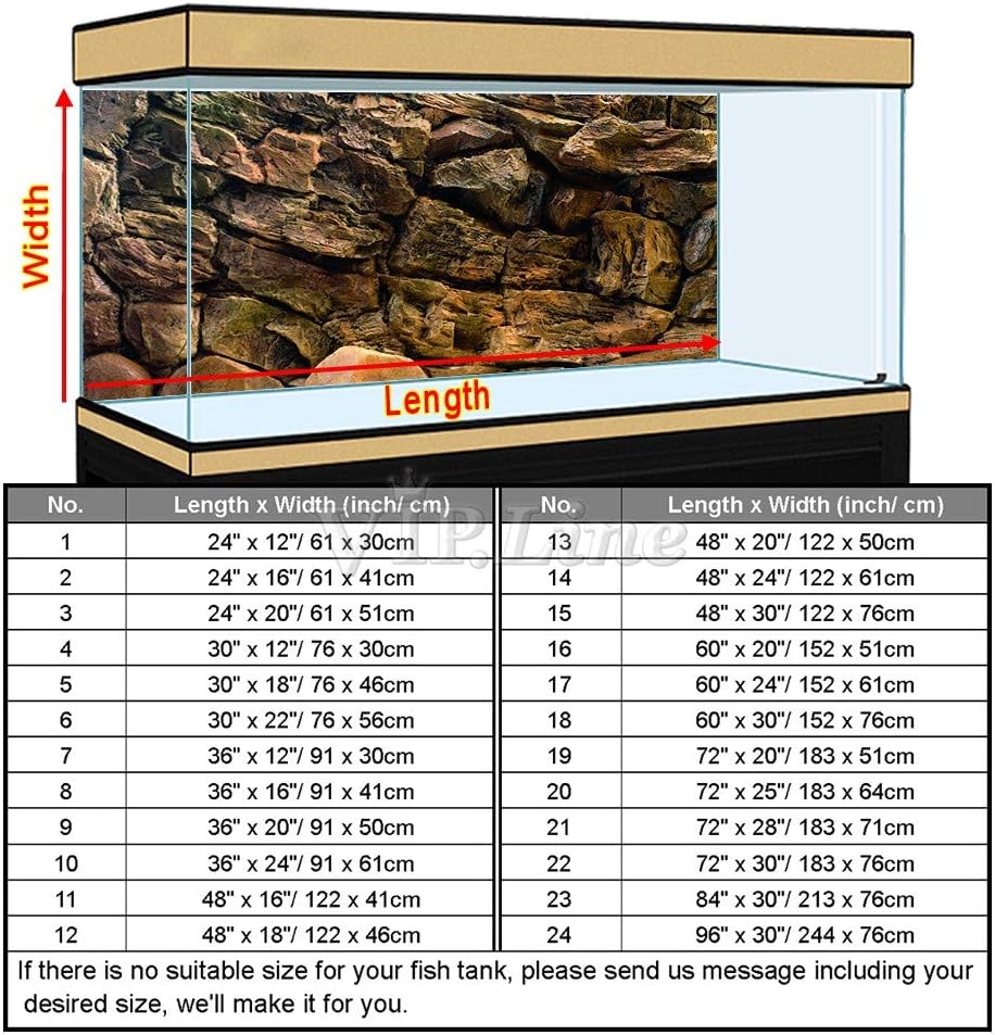 Rock Wall Aquarium Background Poster PVC Fish Tank Decor Landscape 24 36 48 72 (36" x 12"/ 91 x 30cm)