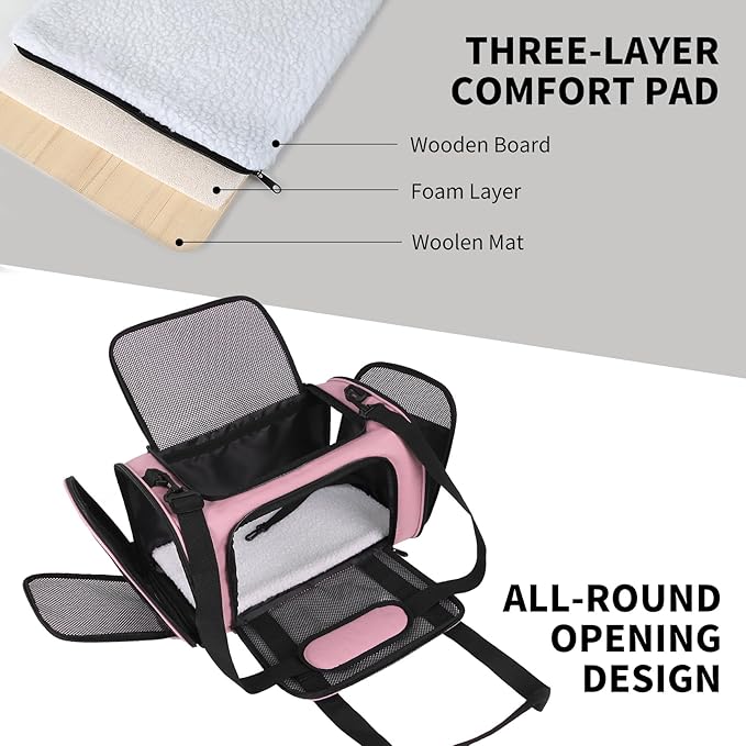 Carriers Soft-Sided Pet Carrier Pink for Medium Large Cats Dogs Undertake 35Lbs,Ventilated Mesh Windows,Top Load Cat Carrier with Airline Approved(X-Large,Pink)