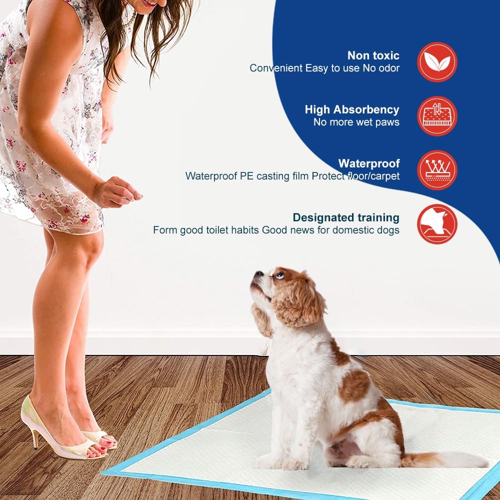 NEZO Dog and Puppy Premium Training Pads, XX-Large 34 x 46 inch - 120 Count Pee Pads with 6 Layer Leak-Proof and Super Absorbent