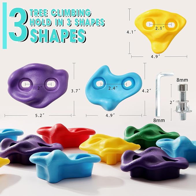25 PCS Large Rock Climbing Holds for Kids,Adult Rock Wall Holds Large Climbing Rock Wall Grips for Indoor and Outdoor Playground Play Set with Hardware