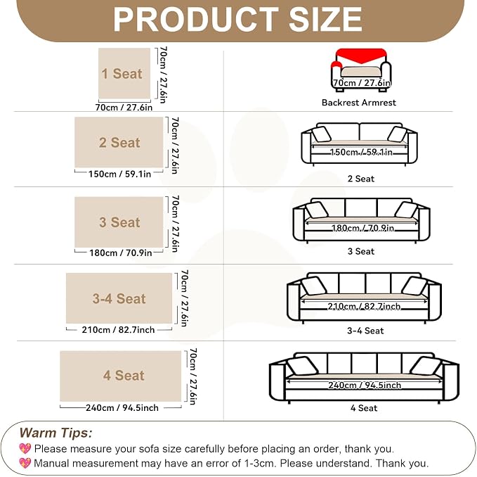 OTOB Couch Cover for Dogs Washable Pet Friendly, Non Slip Plush Fuzzy Love Seat Couch Covers Sofa Slipcovers, Geometric Jacquard Soft Pet Cushion Mat Protector All Seasons (Off White, 27.6" x 59.1")