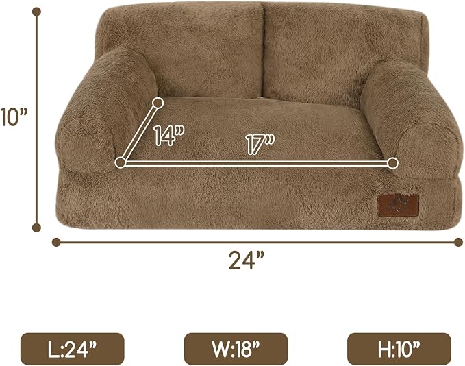 Hollypet Small Dog Large Cat Bed Puppy Couch Beds for Pets up to 25 lbs | Fluffy Dog Cat Couch Plush Soft Warming Pets Beds with Machine Washable Cover and Non-Slip Bottom