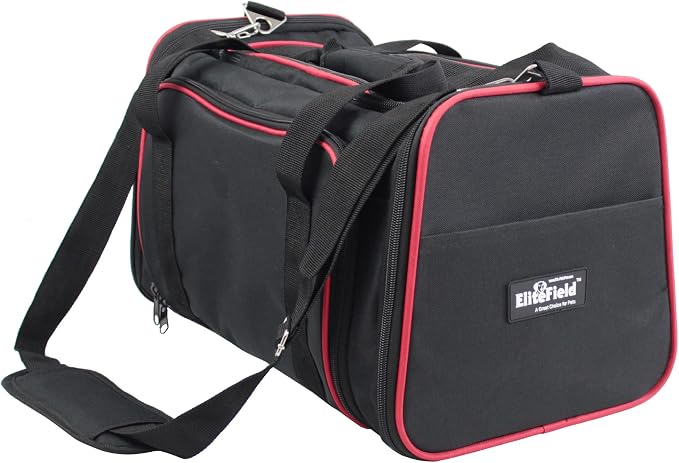 EliteField Expandable Soft Pet Carrier (3 Year Warranty, Airline Approved), Multiple Sizes and Colors Available (20" L x 12" W x 11" H, Black)