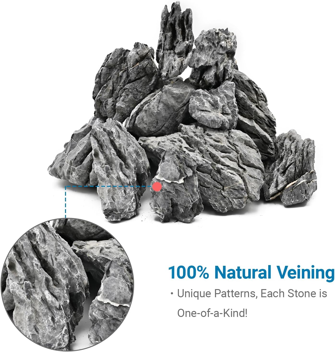 KINGRUI Natural Aquarium Rocks Seiryu Rock Stone 20lb Dragon Stone for Aquarium Landscaping Models Fish Tank Decoration Reptile and Amphibian enclosures 3 to 7 inch