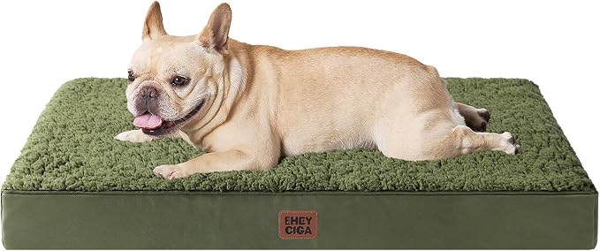 EHEYCIGA Orthopedic Dog Bed Medium with Removable Washable Cover, 30x20 | Egg Crate Foam Support, Durable Oxford fabric, Non-Slip Bottom, Machine Washable, Soft Waterproof Plush Pet Bed Mat For Crate