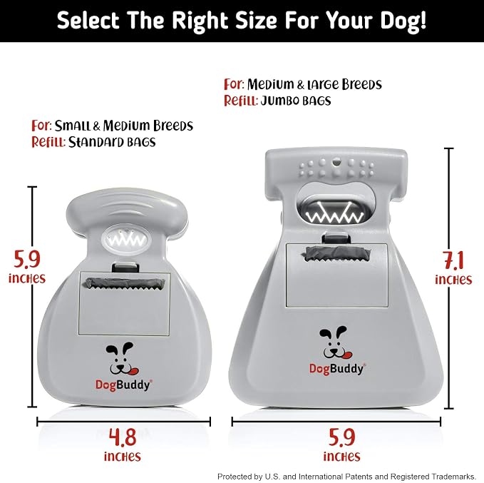 DogBuddy Pooper Scooper, Portable Dog Pooper Scooper, Poop Scooper for Small and Large Dogs, Pooper Scooper with Bag Attachment, Leash Clip and Dog Waste Bags Included (Large, Mist)