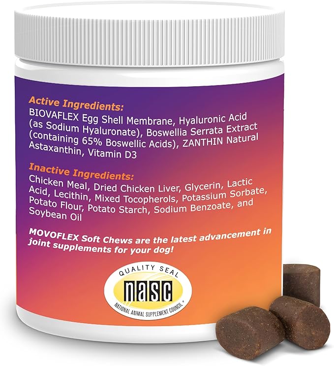 MoVoFlex Joint Support Soft Chews For Dogs Large 120Count, Brown