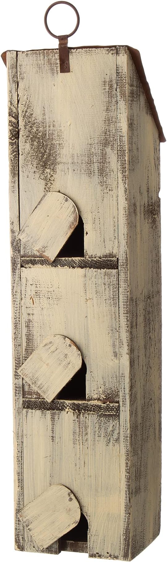 Glitzhome JK90154 3-Tier Hanging Bird House Wooden Window Shutters Birdhouse 18 Inch Tall, White