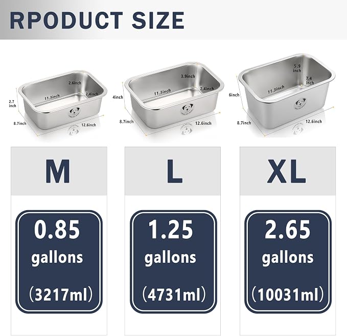 Stainless Steel Dog Bowls for Large Dogs, High Capacity Metal Dog Food Bowls, Food and Water Bowl for Small and Medium Dogs 0.85 Gallons