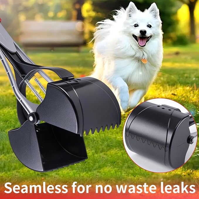 ienjoyed 36“ Largest Dog Pooper Scooper for Large Dogs Heavy Duty, Non-Breakable Dog Poop Scooper with Wide Handle for Grass, Gravel, Huge Dog Poop Pick Up Tool, Long Handled Poop Grabber, Red
