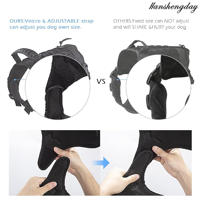 Tactical Dog Vest with Pouches, Adjustable Heavy Duty Nylon Harness for Medium Large Dogs, Service Outdoor Training Military Vest Harness with Molle System and Handle