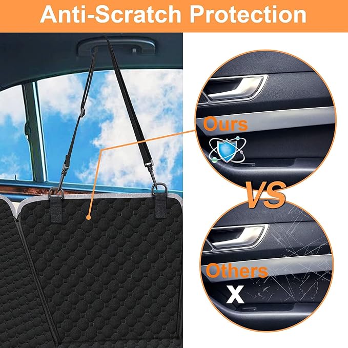 Mancro Dog Hammock for Car, 2026 Upgraded 600D Heavy Duty Waterproof & Scratch-Resistant Dog Car Seat Cover, Back Seat Pet Cover for Dogs with Sedan, Trucks and SUVs, Standard, Black All