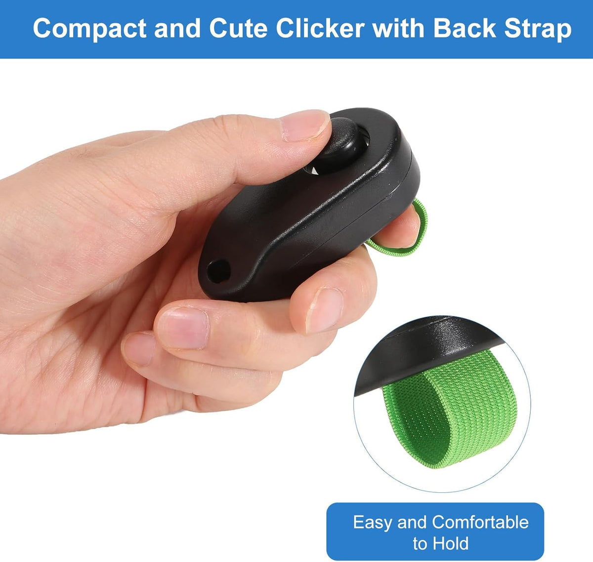 BARKIE Dog Training Clicker with Finger Ring 2 Pack, Puppy Essentials for Behavior Training, Portable Pet Supplies for Dog Walking Accessories(Black & White)