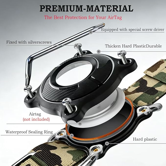 AirTag Dog Collar for Large Dogs Tactical Dog Collar with AirTag Holder | Upgrade Waterproof,Control Handle ,Quick-Release Metal Buckle，1000D Nylon Fabric,Soft-Padded Webbing，Velcro Patch(CAMO,XL)
