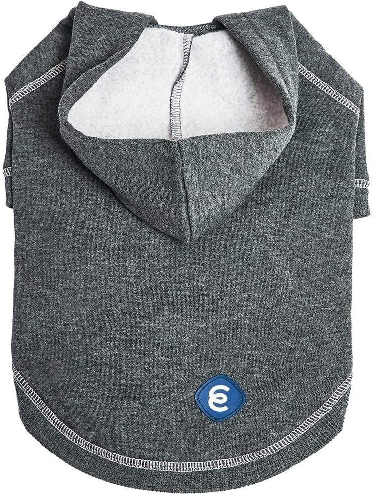 Blueberry Pet Essentials Soft & Comfy Better Basic Cotton Blend Dog Hoodie Sweatshirt in Charcoal Grey, Back Length 20", Pack of 1 Jacket for Dogs