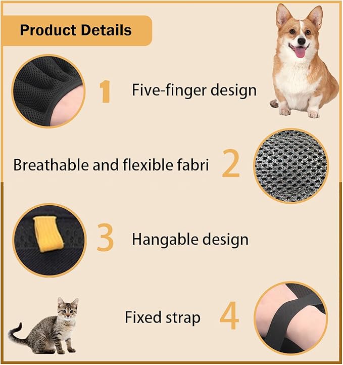 Anazzly 2Pcs Pet Hair Removal Glove with Electrostatic Technology, Pet Hair Gloves for Dogs and Cats, Washable Pet Hair Remover Tool for Sofas, Carpets, Car Seats and Bedding