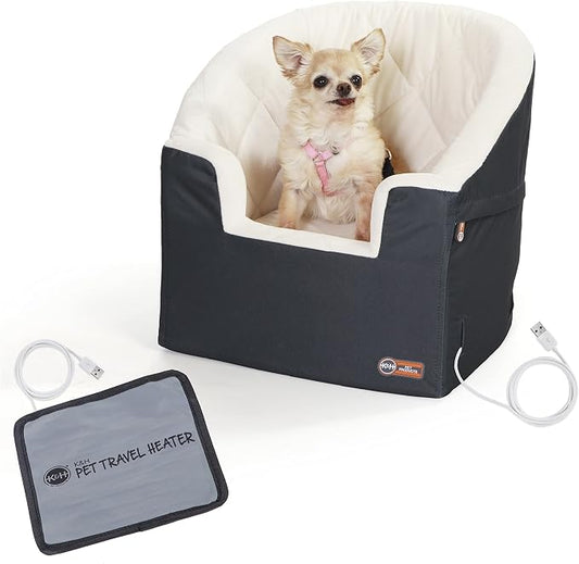 K&H Pet Products Bucket Booster Washable Medium and Small Dog Car Seat with Dog Seat Belt for Car, Sturdy Booster Seats, 2 Safety Leashes
