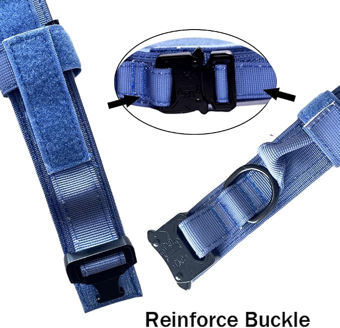 Tactical Dog Collar and Leash Set for Large Dogs with Handle,Dark Blue,S | 1000D Heavy-Duty Nylon Fabric,Quick-Release Metal Buckle,Adjustable Fit,Soft-Padded Webbing,D-Ring,for Training & Hiking