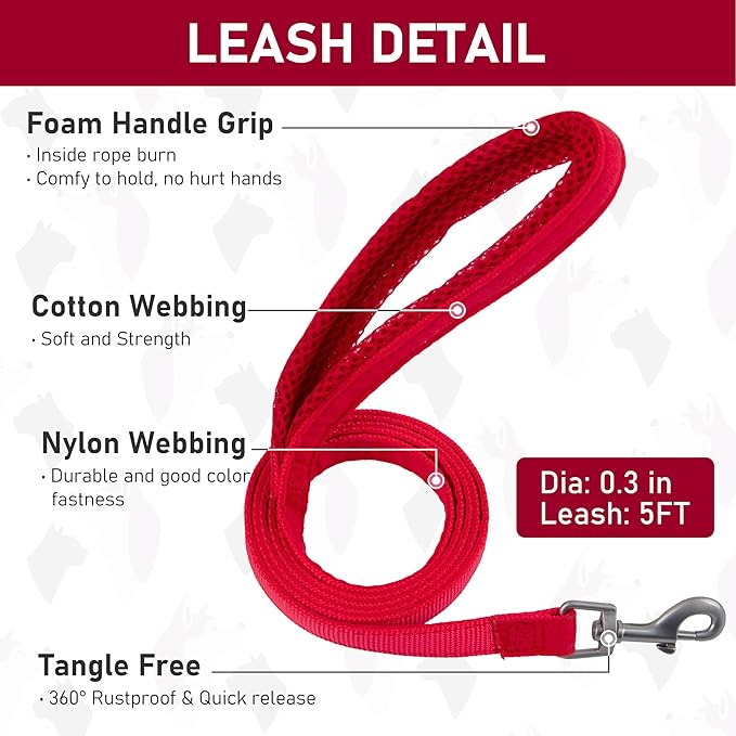 GAMUDA Small Pet Harness Collar and Leash Set, Step in No Chock No Pull Linen Fabric Soft Mesh Dog Vest Harnesses Reflective for Dogs Puppy Cats Kitten Rabbit (Red, XL)