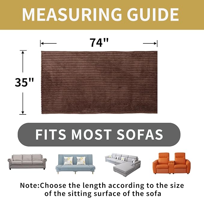 HAOMAIJIA Waterproof Couch Cover for Dogs Washable,Faux Fur Pet Couch Covers for Sofa,Soft Dog Bed Cover Non-Slip Couch Covers for 3 Cushion Couch Sofa Pet Friendly (Brown, 35" x 74" 1 Pack)