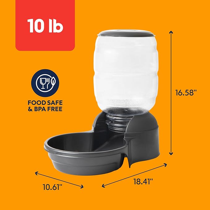 Petmate Replendish Gravity Automatic Dog Water Dispenser Pet Waterer and Pet Feeder Set with Microban Protection Base, 100% BPA Free, Wide Mouth Bowl - 2.5 Gallon Water, 10 lb Food