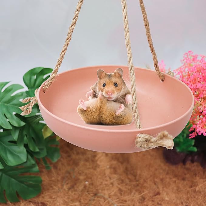 Frog Swing Toys, Plastic Reptile Amphibian Climbing Toys, Tank Aquarium Terrarium Decoration Accessories, Suitable for Frog Gecko Lizard Chameleon Hermit Crab (Pink, Small)