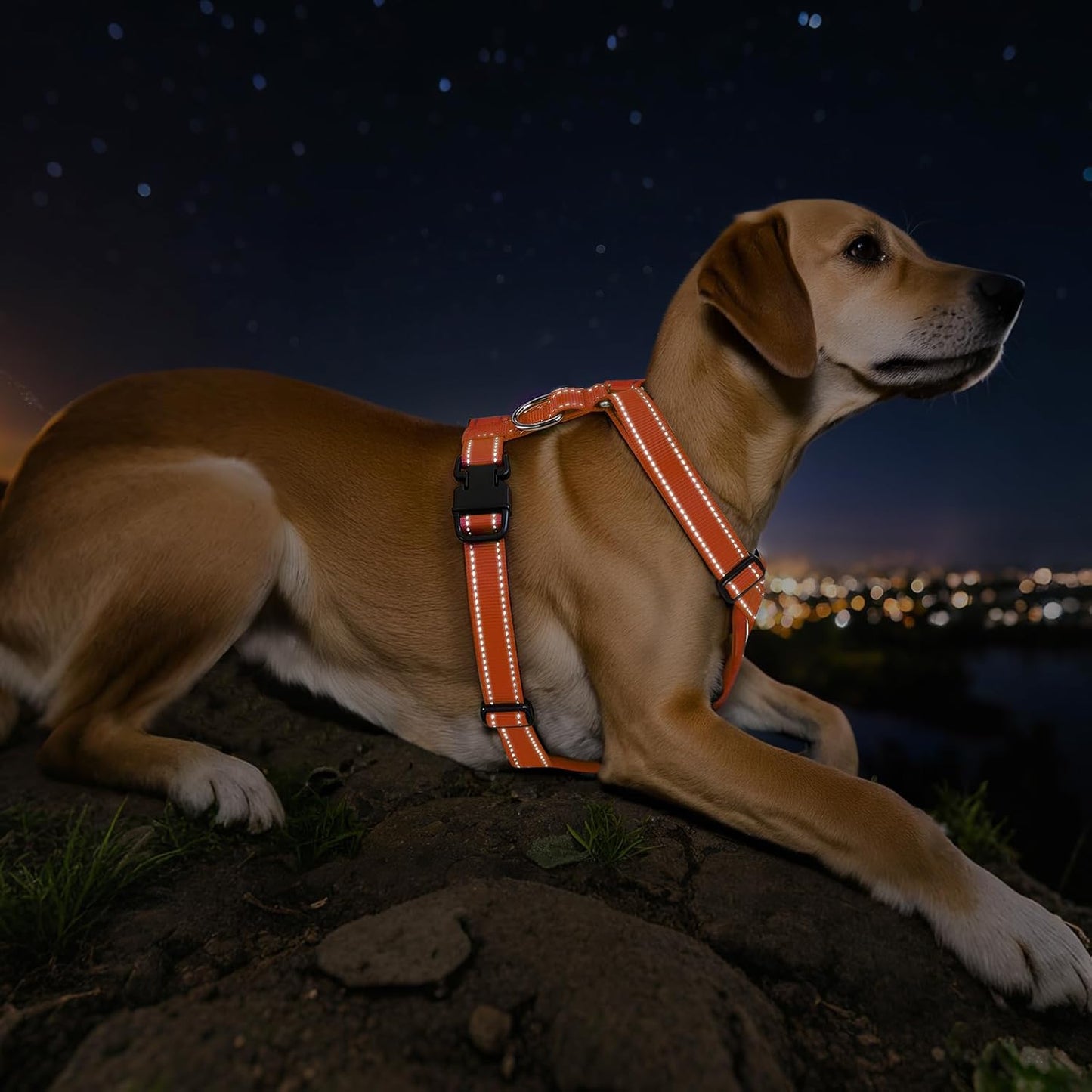 Dog Seat Belt Harness for Car, Dog Car Harness Adjustable Mesh Breathable & Dogs Seatbelt Safety Tether with Elastic Bungee for Small Medium Large Pets(Orange, L)