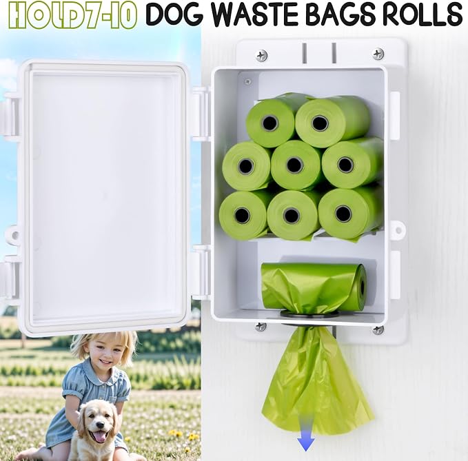 Outdoor Dog Poop Bag Dispenser Wall Mountable, Waterproof & Commercial-Grade, Outdoor Organizer for Home, Parks, Apartments, Property Management with 135 Bags & Lock Included