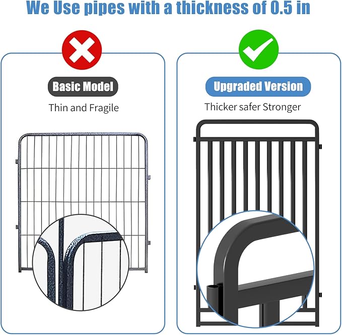 New Thickened Version Dog Playpen, 43 Inch Dog Fences for The Yard, Portable Outdoor Dog Playpen for Large/Medium/Small Dogs, Foldable Metal Dog playpen, with Doors (16 Panels, 43 Inch)