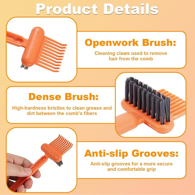 2pcs 2-in-1 Comb Cleaner with Pick and Bristles, Hair Brush Cleaner Tool Hairbrush Cleaning Rake for Home Salon Travel Use Effectively Clear Hair Dust Grease and Dirt